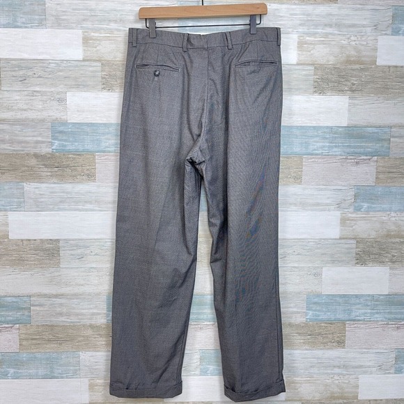 Jos A Bank Birdseye Suit Gray Cotton Wool Mens 40L Jacket 34x30 Pleated Pants - Picture 14 of 16